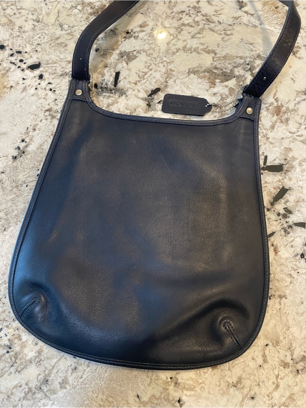 Vintage Coach Navy Blue Leather Shoulder Bag - Picture 3 of 4